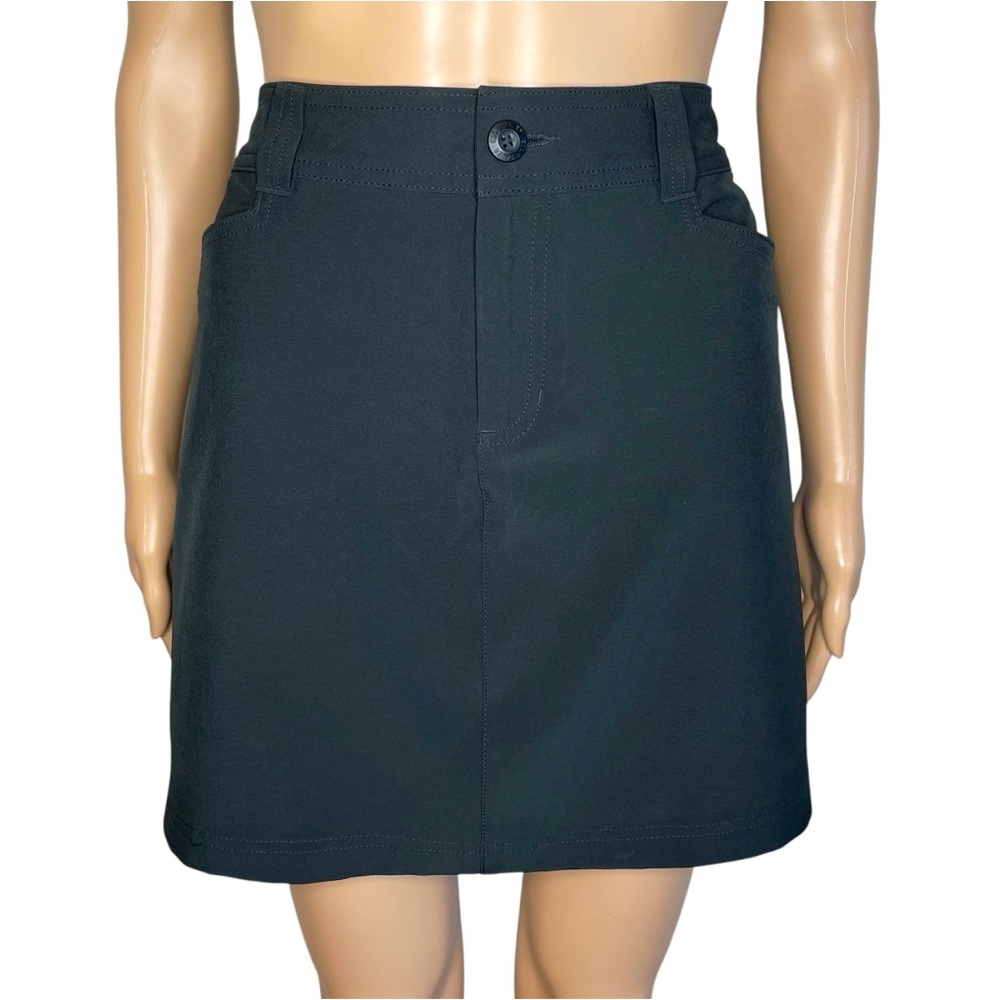 NWOT Eddie Bauer Solid Black Casual Athletic Pull On Mini Skort Skirt w/ Pockets